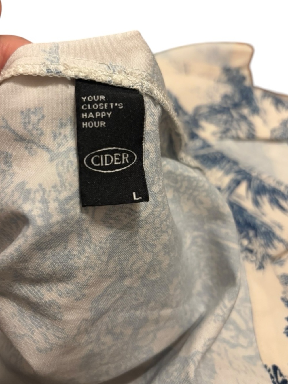 Cider Toile Print Pajama Set Cream Blue Size M Cottagecore Coquette Loungewear - Picture 5 of 6